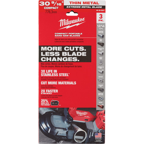 Lames-ruban pour coupes de m&eacute;taux extr&ecirc;mes, Acier rapide, 30-9/16" lo x 1/2" la x &eacute;paisseur 0,02", 12/14 dents par pouce Nassau Supply
