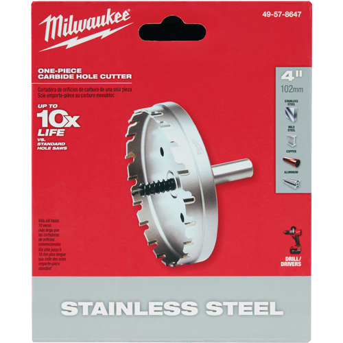 Scies-cloches au carbure monobloc, 4", Profondeur de la coupe de 3/16" Nassau Supply
