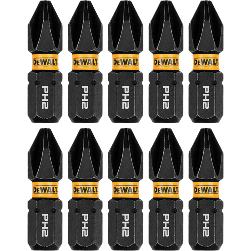 10-Piece FLEXTORQ&reg; Impact Driver Bit Set, Phillips, #2 Tip, 1/4" Drive Size, 1" Length Nassau Supply
