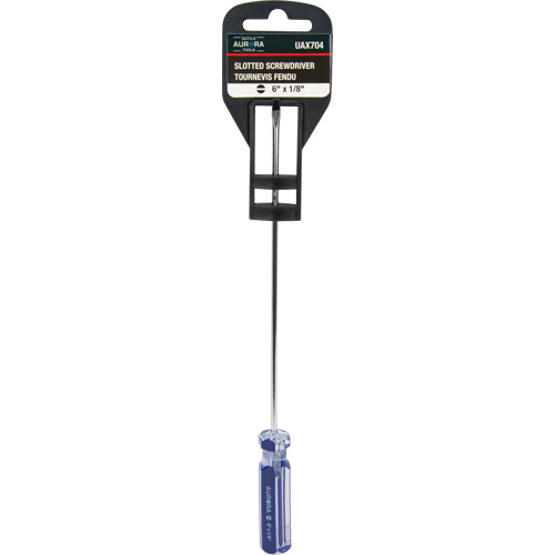 Tournevis &agrave; fente bleu transparent avec bandes, Tige de 1/8", Ronde, Prise en Plastique Nassau Supply