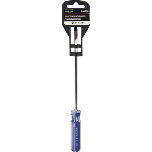 Tournevis &agrave; fente bleu transparent avec bandes, Tige de 3/16", Ronde, Prise en Plastique Nassau Supply