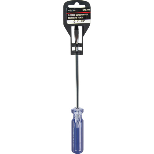 Tournevis &agrave; fente bleu transparent avec bandes, Tige de 1/4", Ronde, Prise en Plastique Nassau Supply