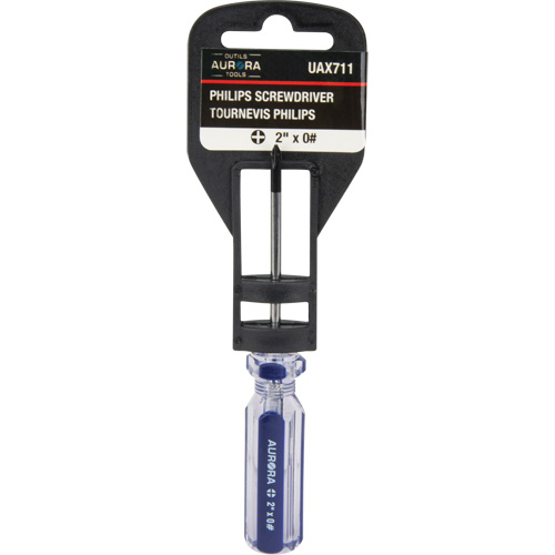 Tournevis Philips bleu transparent avec bandes, #0, Prise Plastique Nassau Supply