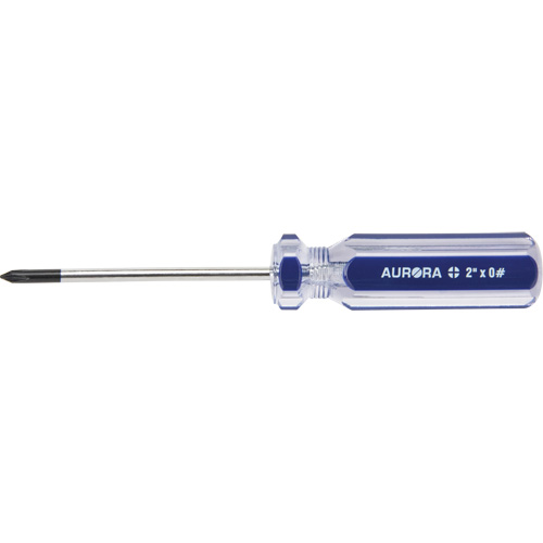 Tournevis Philips bleu transparent avec bandes, #0, Prise Plastique Nassau Supply