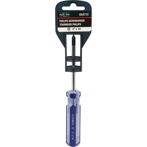 Tournevis Philips bleu transparent avec bandes, #1, Prise Plastique Nassau Supply