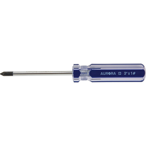 Tournevis Philips bleu transparent avec bandes, #1, Prise Plastique Nassau Supply