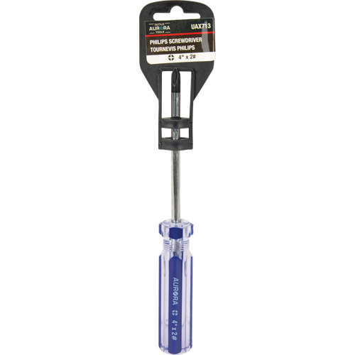 Tournevis Philips bleu transparent avec bandes, #2, Prise Plastique Nassau Supply
