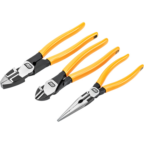 PITBULL Dipped Handle Electrician's Plier Set, 3 Pieces Nassau Supply
