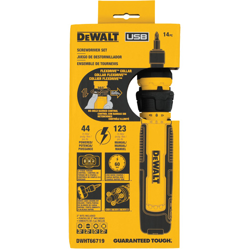 Jeu de tournevis sans fil de 14 morceaux avec commande FLEXDRIVE, 4 V, 44 lb-po/5 Nm couple max. Nassau Supply