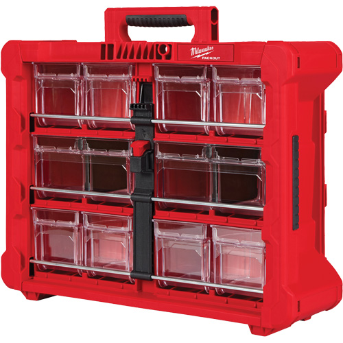 PACKOUT Tilt Bin Organizer, 15-1/5" x 19-7/10" x 6-7/10", Black/Red Nassau Supply