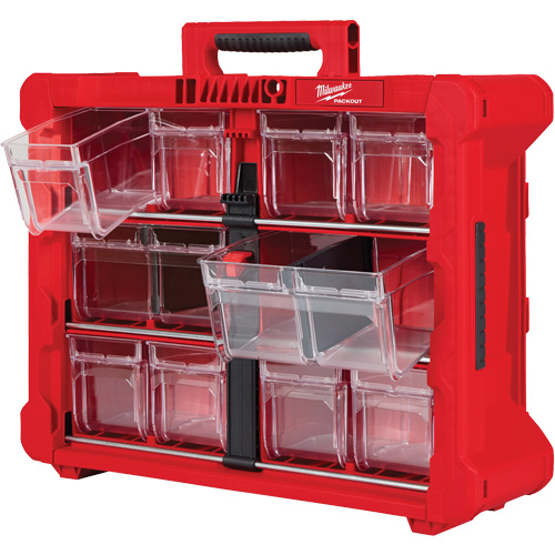 PACKOUT Tilt Bin Organizer, 15-1/5" x 19-7/10" x 6-7/10", Black/Red Nassau Supply