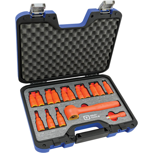 3/8" Drive SAE & Metric Hex Bit Insulated Socket and Attachment Set, 1000 V, 16 Pcs Nassau Supply