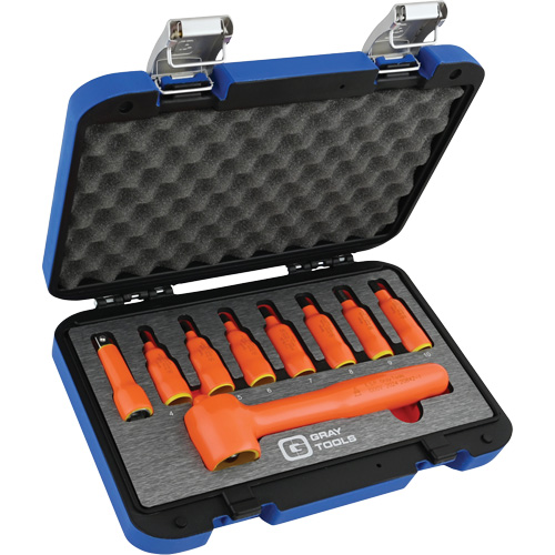 3/8" Drive Insulated Metric Hex Bit Socket and Attachment Set, 1000 V, 9 Pcs Nassau Supply