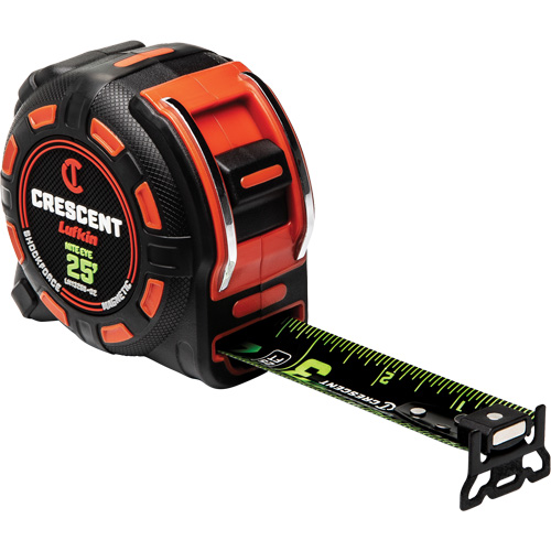 Shockforce NITE EYE Magnetic Tape Measure, 1-1/4" x 25', SAE Graduations Nassau Supply