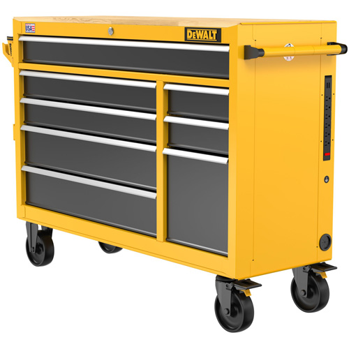 Postes de travail industriel mobile, 8 tiroirs, 52" la x Jaune Nassau Supply