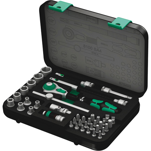 8100 SA 4 Zyklop Speed Ratchet Set, 41 Pcs, 1/4" Drive Size Nassau Supply