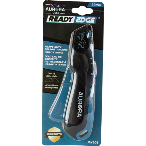Couteau de s&eacute;curit&eacute; r&eacute;tractable , Acier inoxydable, Robuste, Prise en Plastique/Aluminium Nassau Supply