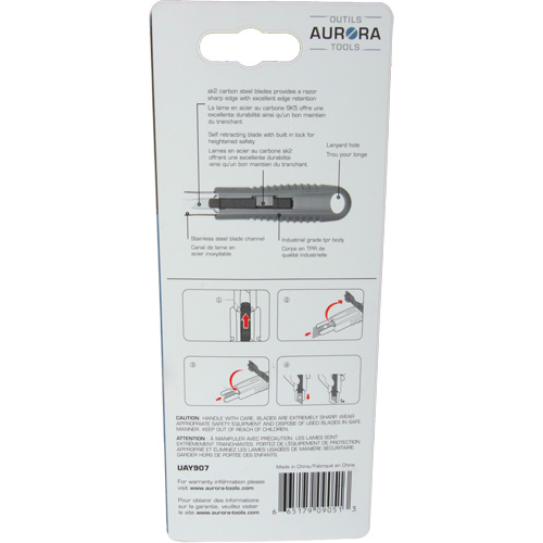 Standard-Duty Retractable Safety Knife, Stainless Steel, Rubber Handle Nassau Supply