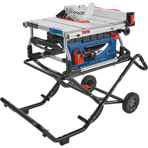 Jobsite Table Saw with Gravity-Rise Wheeled Stand, 120 V, 15 A, 3800 RPM Nassau Supply
