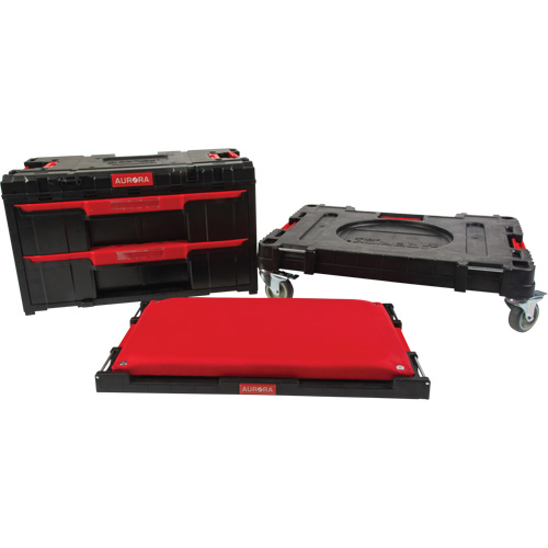 Ensemble de coffres &agrave; outils Arx de 3 morceaux avec socle &agrave; roulettes pivotantes, 23-1/10" x 15" x 13-2/5', Noir Nassau Supply