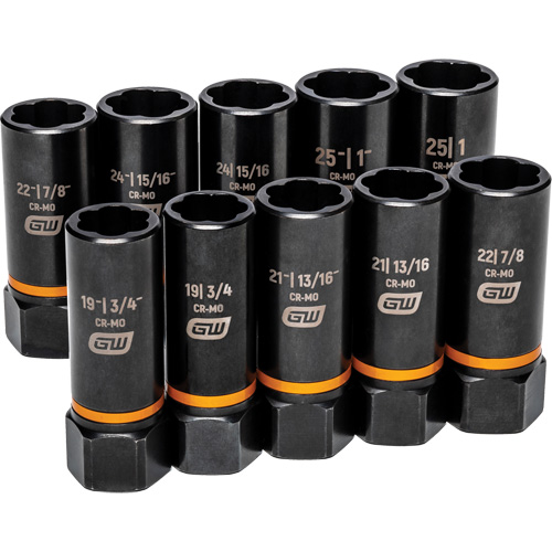Bolt Biter Extraction Socket Set, 10 Pcs, Impact, 1/2" Drive Size, Deep Nassau Supply