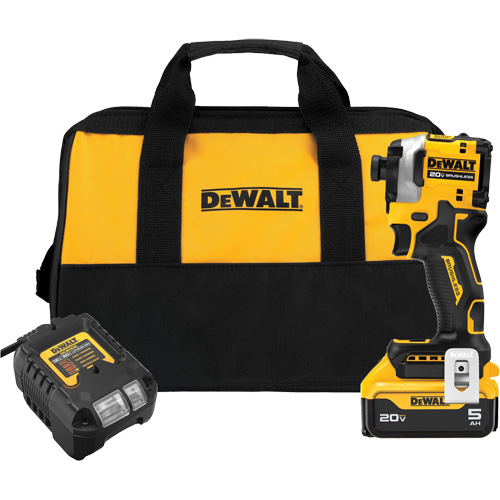 ATOMIC Brushless Cordless 3-Speed Impact Driver Kit, 1/4", 1825 in-lbs Max. Torque, 20 V, Lithium-Ion Nassau Supply