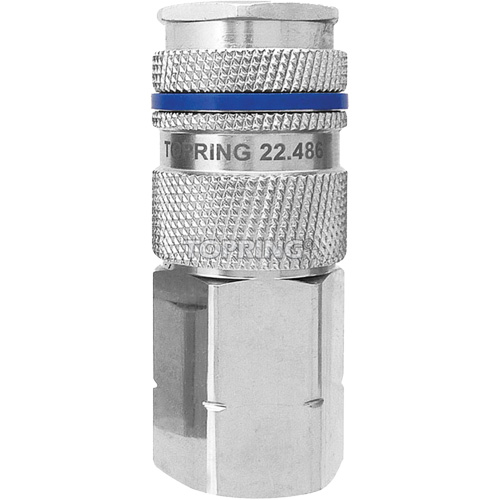QUIKSILVER Industrial Quick Coupler, Nickel Plated Brass, 1/2", Female NPT, 500 psi Nassau Supply