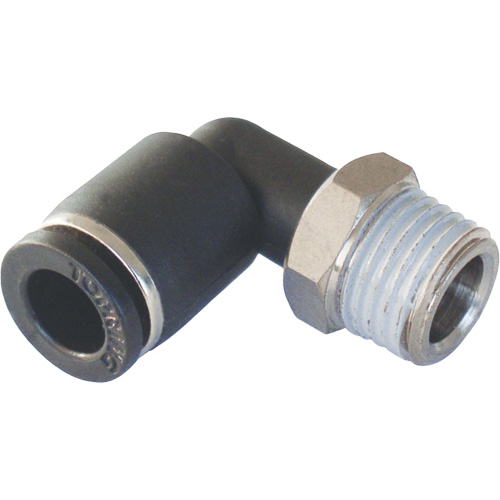 Adaptateur coude m&acirc;le NPT MAXFIT &agrave; raccord instantan&eacute; (push-to-connect), 3/8" x 1/2" dia., Polym&egrave;re PBT Nassau Supply
