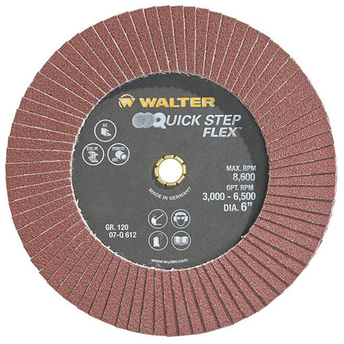 Disque &agrave; lamelles QUICK-STEP FLEX, 6" x Type 29, Grain 120, Oxyde d'aluminium Nassau Supply