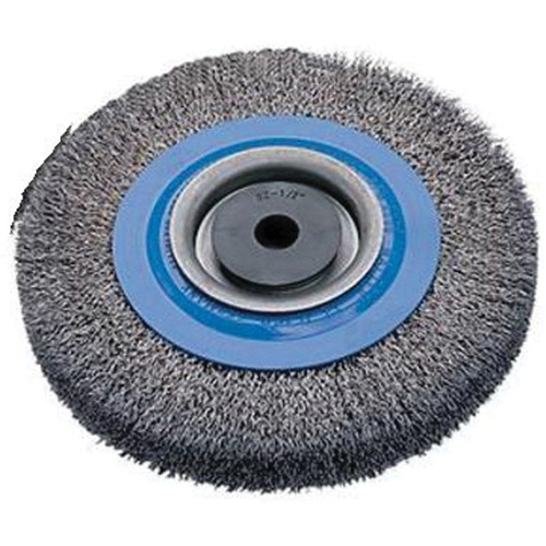 Crimped Wire Bench Wheel Brush, 6" Dia., 0.0118" Fill, 1/2" - 1-1/4" Arbor Nassau Supply
