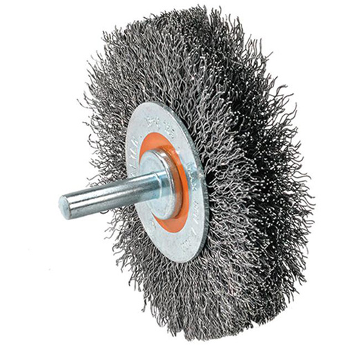 Mounted Crimped Wire Wheel, 1-3/8" Dia., 0.008" Fill Nassau Supply