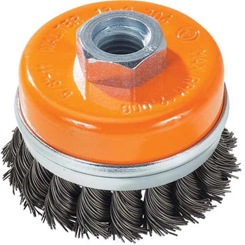 Brosse boisseau &agrave; fils nou&eacute;s avec anneau, 3" dia. x 5/8"-11 arbre Nassau Supply