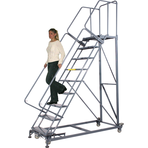 Heavy-Duty Stairway Slope Ladders, 11 Steps, Perforated, 50° Incline, 110" High Nassau Supply