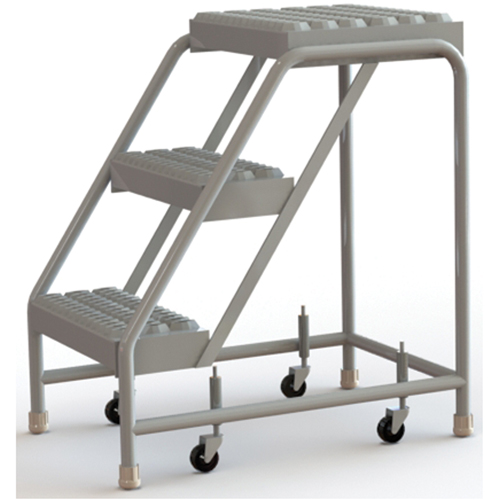 &eacute;chelles roulantes, 3 marches, Largeur de la marche 16", Hauteur de la plateforme 30", Aluminium Nassau Supply