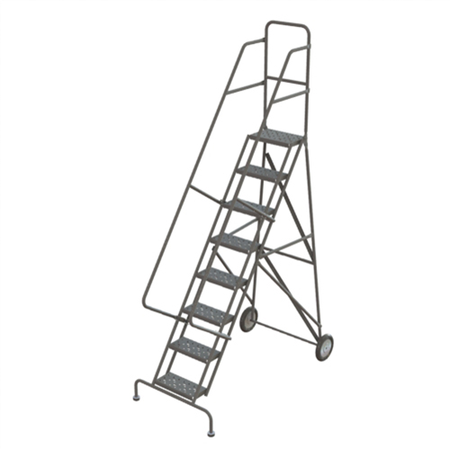 &eacute;chelles roulantes en acier, 8 marches, Largeur de la marche 16", Hauteur de la plateforme 80", Acier Nassau Supply