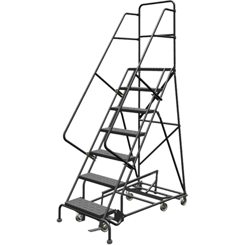 All Directional Rolling Ladder, 7 Steps, 24" Step Width, 70" Platform Height, Steel Nassau Supply