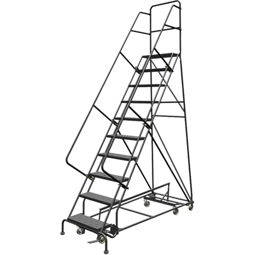 All Directional Rolling Ladder, 10 Steps, 24" Step Width, 100" Platform Height, Steel Nassau Supply