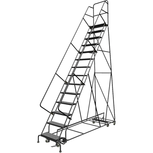 All Directional Rolling Ladder, 14 Steps, 24" Step Width, 140" Platform Height, Steel Nassau Supply