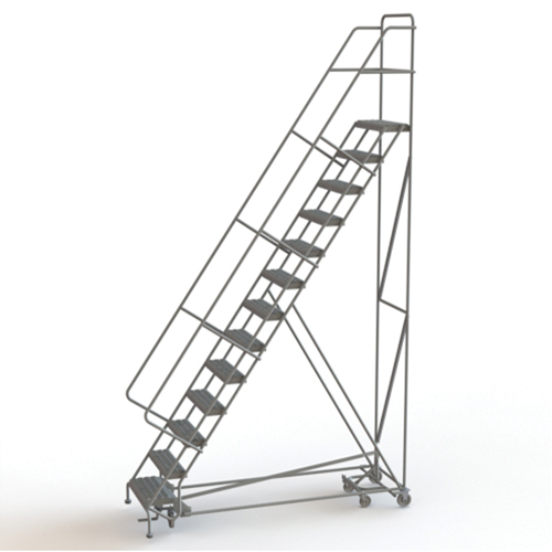 All Directional Rolling Ladder, 13 Steps, 24" Step Width, 130" Platform Height, Steel Nassau Supply