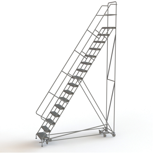 All Directional Rolling Ladder, 16 Steps, 24" Step Width, 160" Platform Height, Steel Nassau Supply
