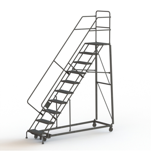 Heavy Duty Safety Slope Ladder, 10 Steps, Perforated, 50° Incline, 100" High Nassau Supply