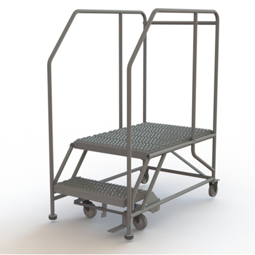 Plateforme de travail mobile, Acier, 2 Marches, 20" ha, 35" p, 24" Marche, Stri&eacute; Nassau Supply
