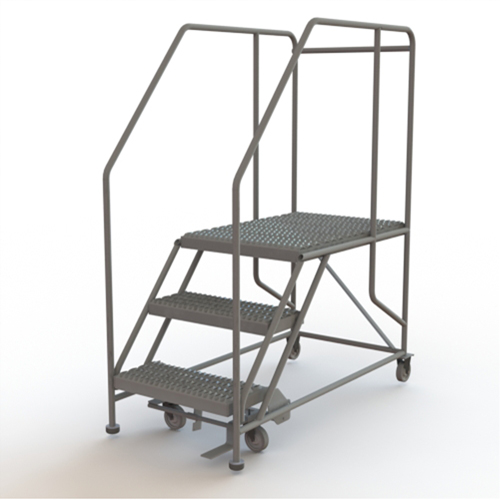 Plateforme de travail mobile, Acier, 3 Marches, 30" ha, 35" p, 24" Marche, Stri&eacute; Nassau Supply