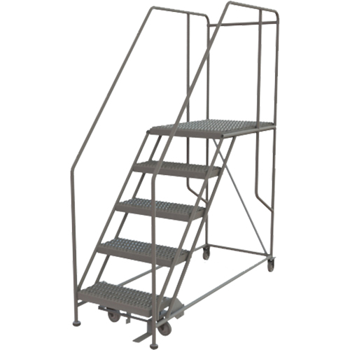 Plateforme de travail mobile, Acier, 5 Marches, 50" ha, 35" p, 24" Marche, Stri&eacute; Nassau Supply