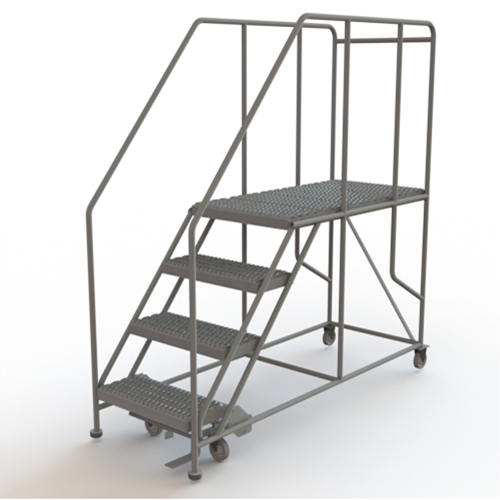 Plateforme de travail mobile, Acier, 4 Marches, 40" ha, 47" p, 24" Marche, Stri&eacute; Nassau Supply
