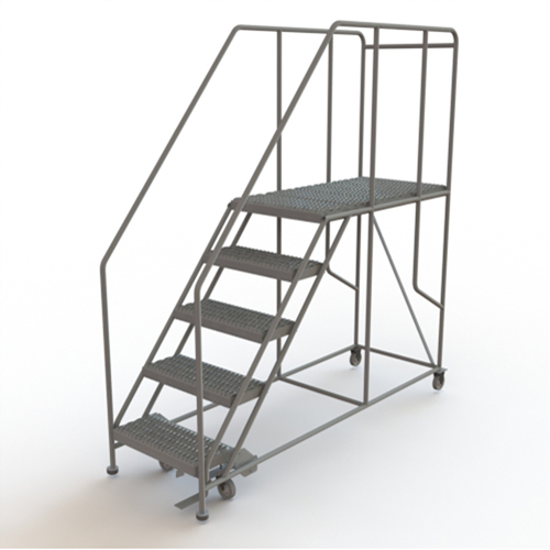 Plateforme de travail mobile, Acier, 5 Marches, 50" ha, 47" p, 24" Marche, Stri&eacute; Nassau Supply