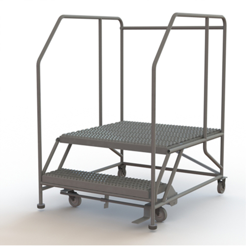 Plateforme de travail mobile, Acier, 2 Marches, 20" ha, 36" p, 36" Marche, Stri&eacute; Nassau Supply