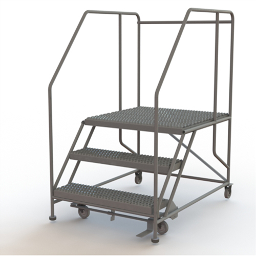Plateforme de travail mobile, Acier, 3 Marches, 30" ha, 36" p, 36" Marche, Stri&eacute; Nassau Supply