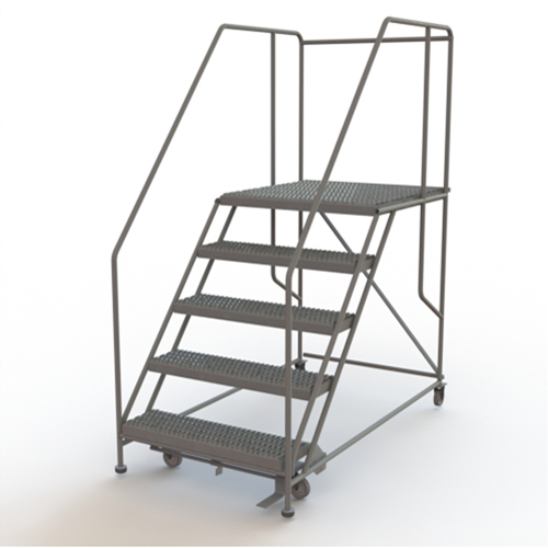 Plateforme de travail mobile, Acier, 5 Marches, 50" ha, 36" p, 36" Marche, Stri&eacute; Nassau Supply