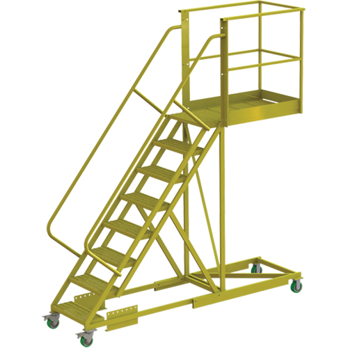 Cantilever Rolling Ladder, Supported, 8 Steps, 40" Platform Depth, 80" Platform Height Nassau Supply
